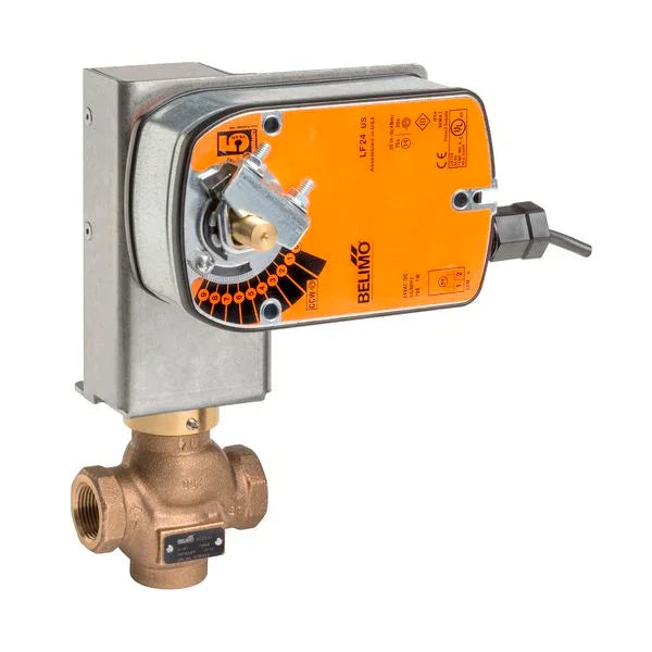 Valve Sets - Belimo Globe Valve ½" 2-way Cv0.4 Actuator Spring-return 120VAC ON/OFF