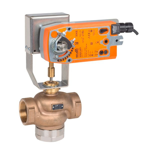 Belimo Globe Valve 1" 3-way Cv14 Actuator Spring-return 24-240V ON/OFF