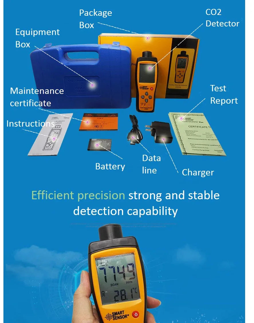 Sensors - CO2 Carbon Dioxide Detector LCD Flash Buzzer Smart Sensor AR8200