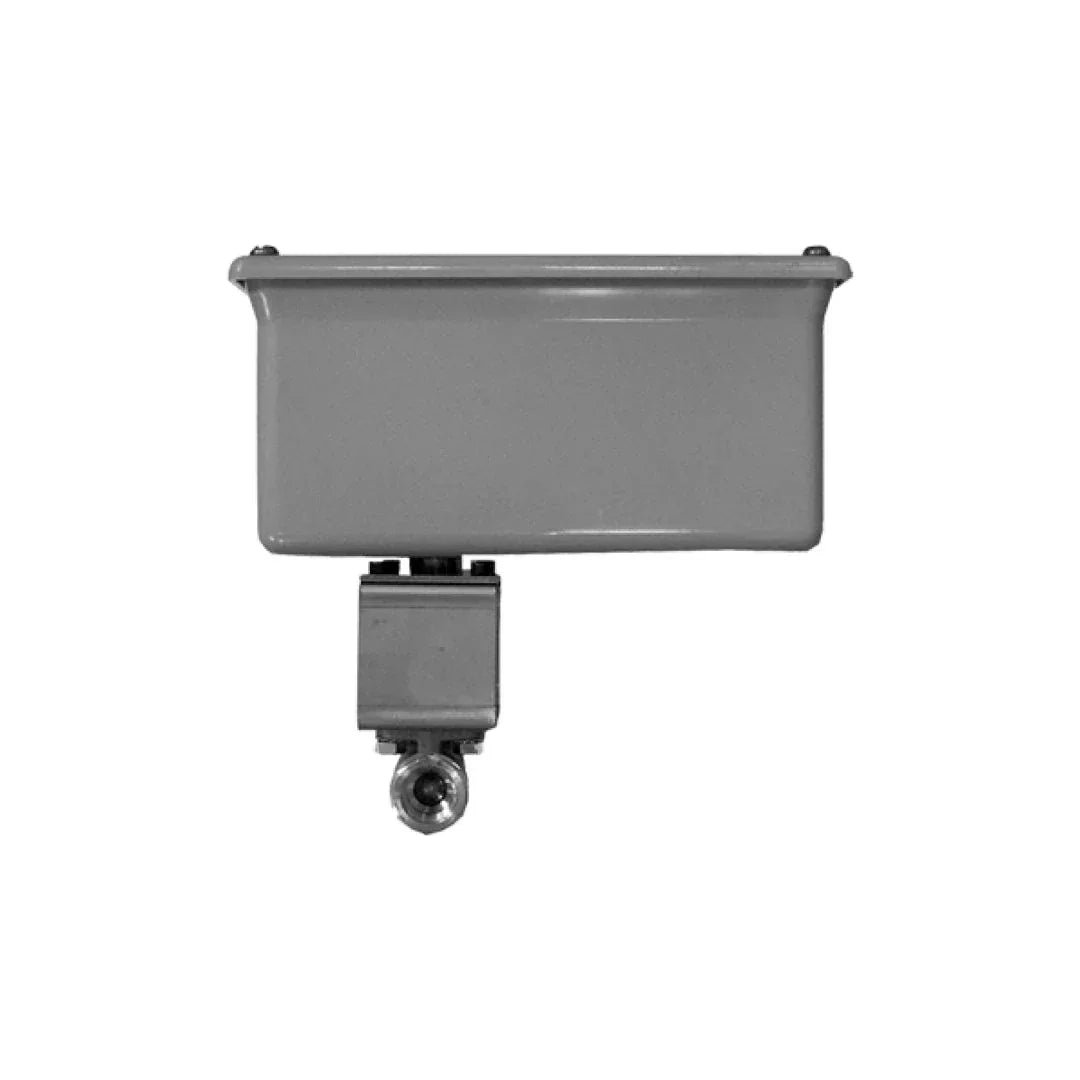 Belimo PVC weather shield protecting AF Series actuator on outdoor ball valve for HVAC retrofit installation