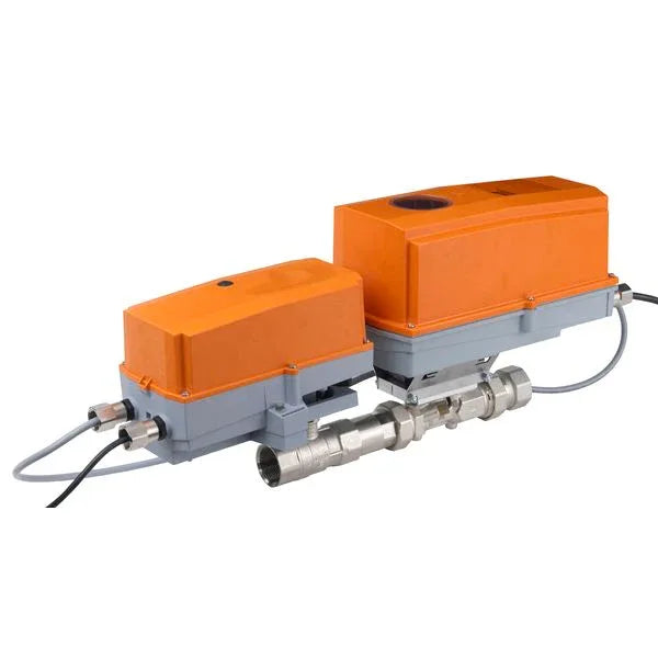 Belimo EPIV 2-way PICCV DN40 1½" 24V IoT valve with actuator mounted in HVAC water piping for pressure independent flow control