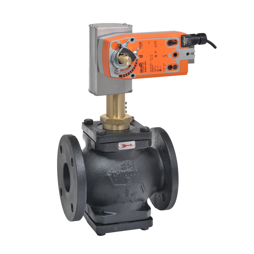 Belimo Globe Valve 3" 2-way Cv90 Config Actuator AFX Spring-return 24V MFT/P