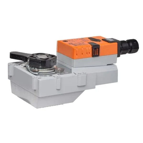 Belimo GRX24 24V actuator mounted on water valve for MFT programmable IP54 control in GR series applications