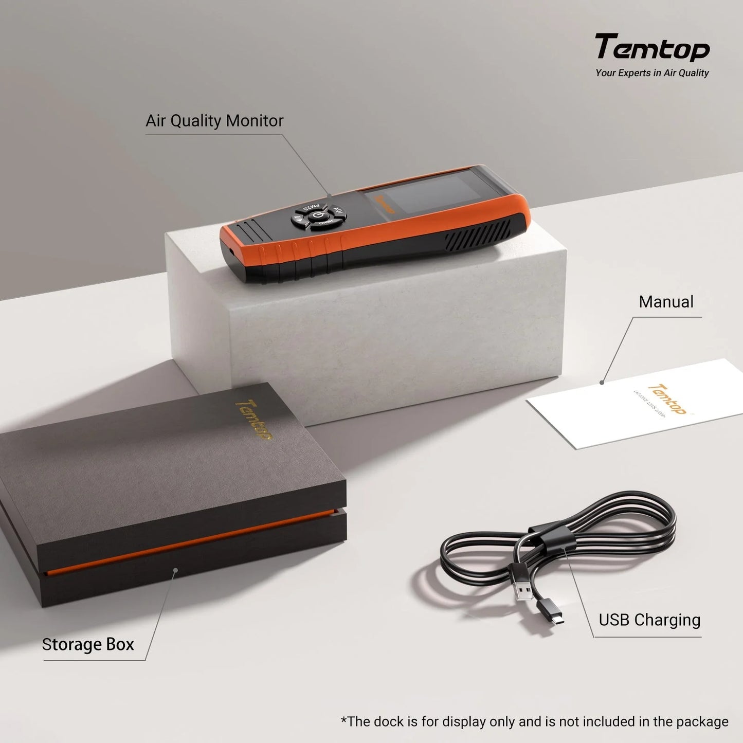 Temtop LKC-1000S+ 2nd Gen Cal Cert Air Quality Detector HCHO PM2.5 PM10 TVOC