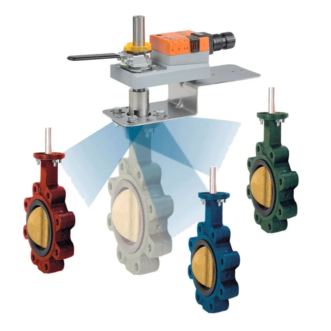 Belimo valve linkage retrofit kit mounted on 2-6 inch butterfly valve with PR PK actuator for VS VSS Vball series