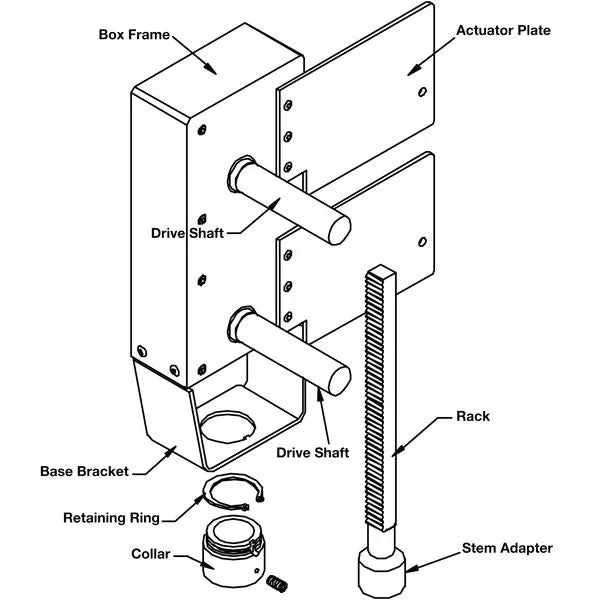 Belimo UGLK retrofit linkage kit mounted on Siebe VB9 globe valve with actuator for HVAC flow restoration without valve removal