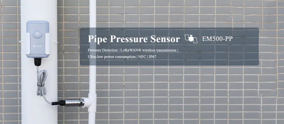 Sensors - Milesight IP67 Pipe Pressure Sensor Liquid Gas Pipelline Battery HVAC
