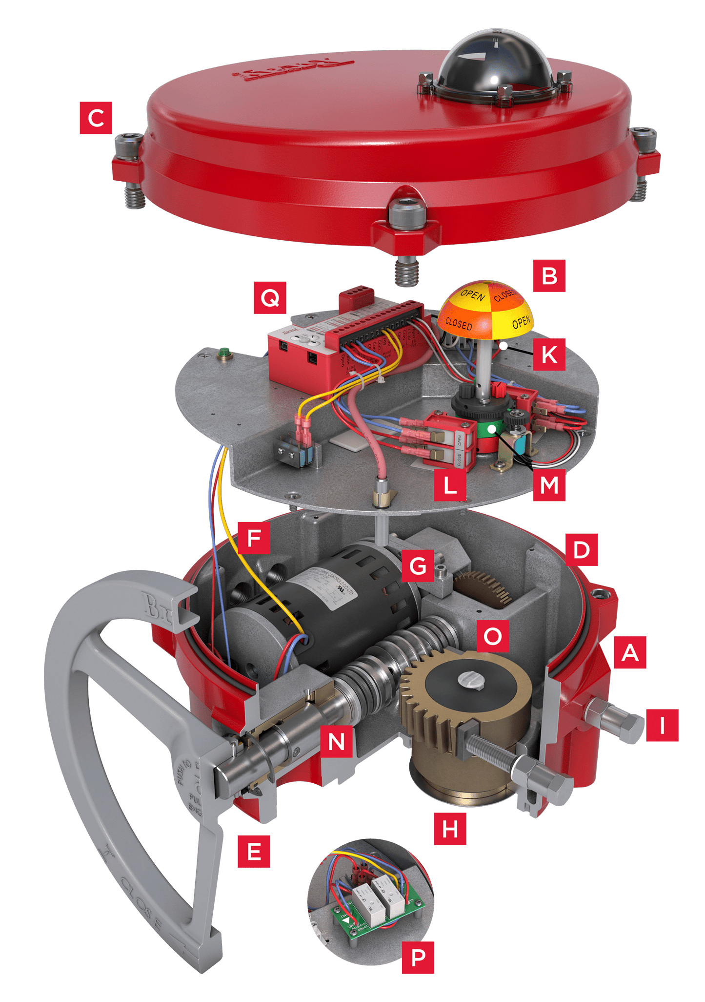Bray 734Nm Electric ON/OFF Valve Actuator End Switches Handle 220VAC