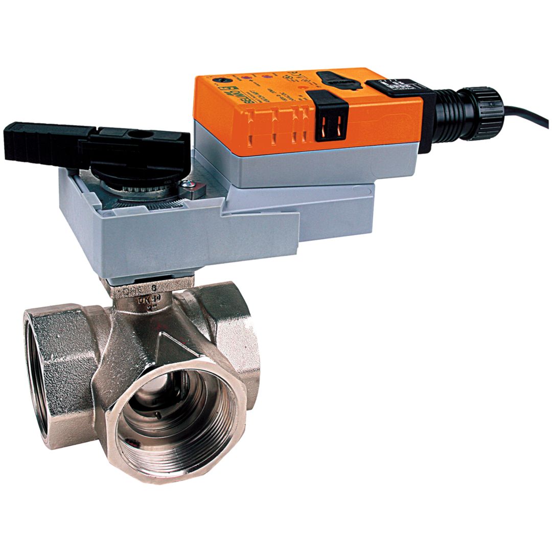 Belimo Ball Valve 2" 3-way Cv87 Actuator Non-FS 24V ON/OFF Float SPDT