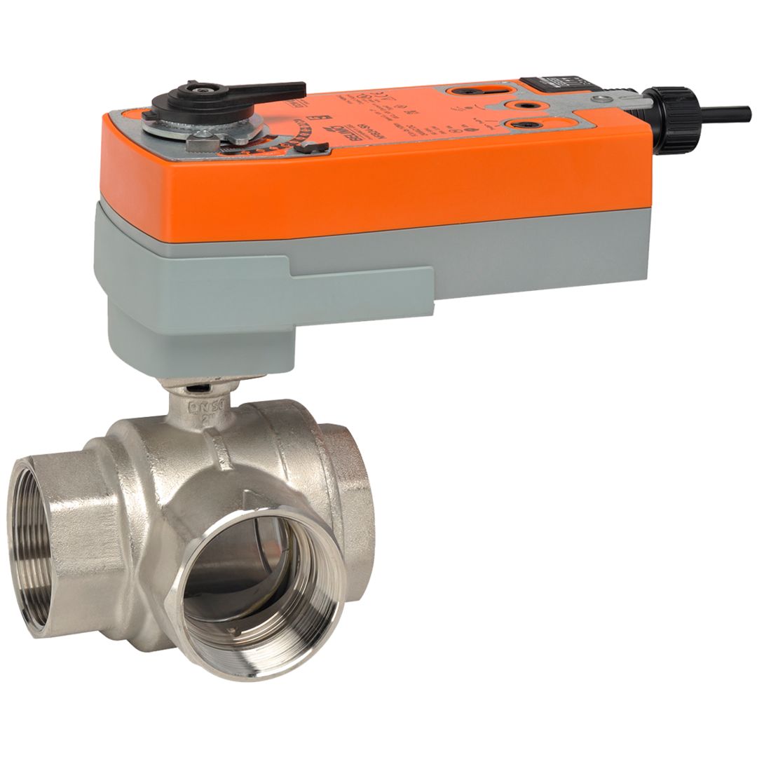 Belimo Ball Valve 2" 3-way Cv87 Actuator Spring-return 24V SPDT MFT/P