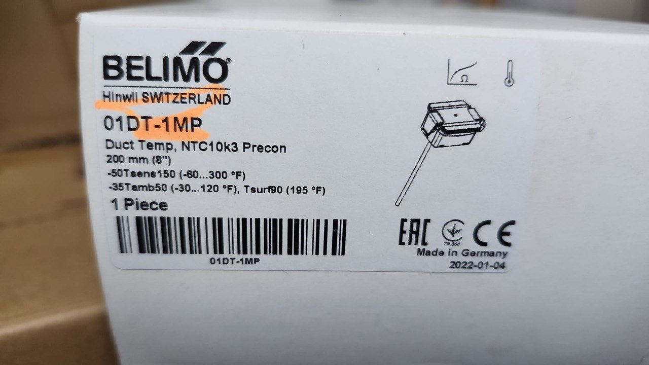 Sensors - Belimo 01DT-1MP Duct Pipe Insertion Temperature Sensor NTC10K3 200mm