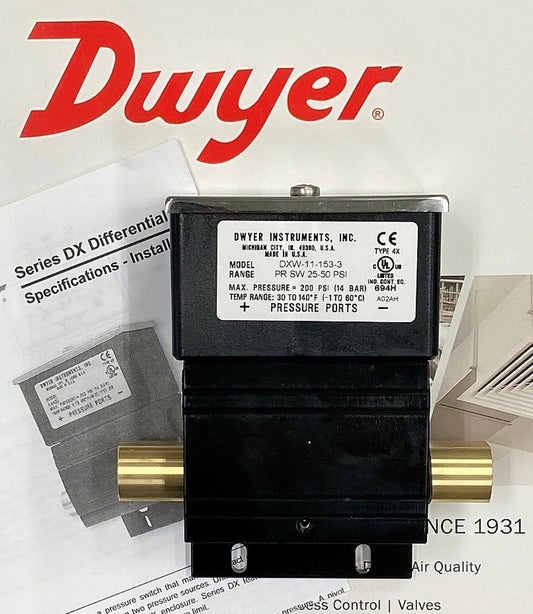 Dwyer DXW-11-153-3 Wet/Wet Differential Pressure Switch NEMA 4X 1/4" NPT SPDT 25-50 Psi