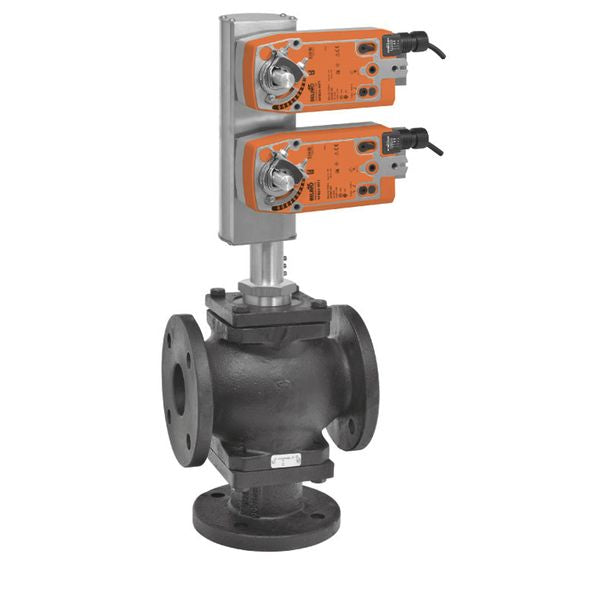 Belimo Globe Valve 3" 3-way Cv85 Actuator 24V Spring-return SPDT MFT/P