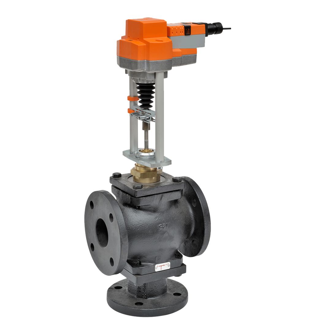 Belimo Globe Valve 4" 3-way Cv154 Actuator Non-FS 24 V 2-10 V MFT/P
