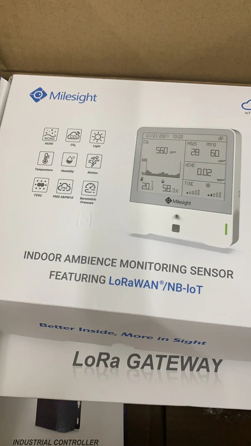 Sensors - Milesight Indoor Environment Monitor LoRa IAQ IEQ O3 HCHO eInk 5V IoT