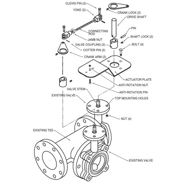 Belimo Valve Linkage 3-way BFV Retrofit Kit Single Mount Actuator HVAC