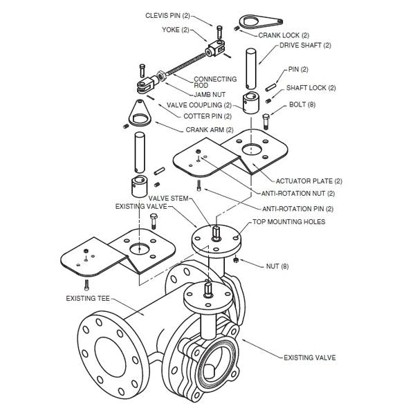 Belimo Valve Linkage 3-way BFV Retrofit Kit Dual Mount Actuator UFSP0010