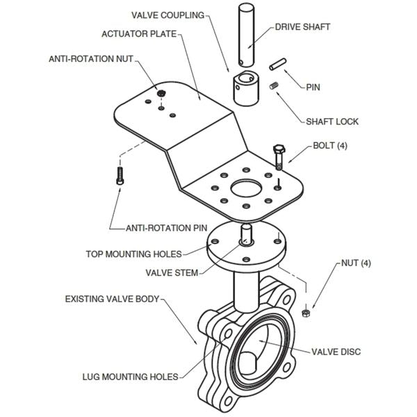 Belimo Valve Linkage 2-way BFV Retrofit Kit Single Mount Actuator HVAC