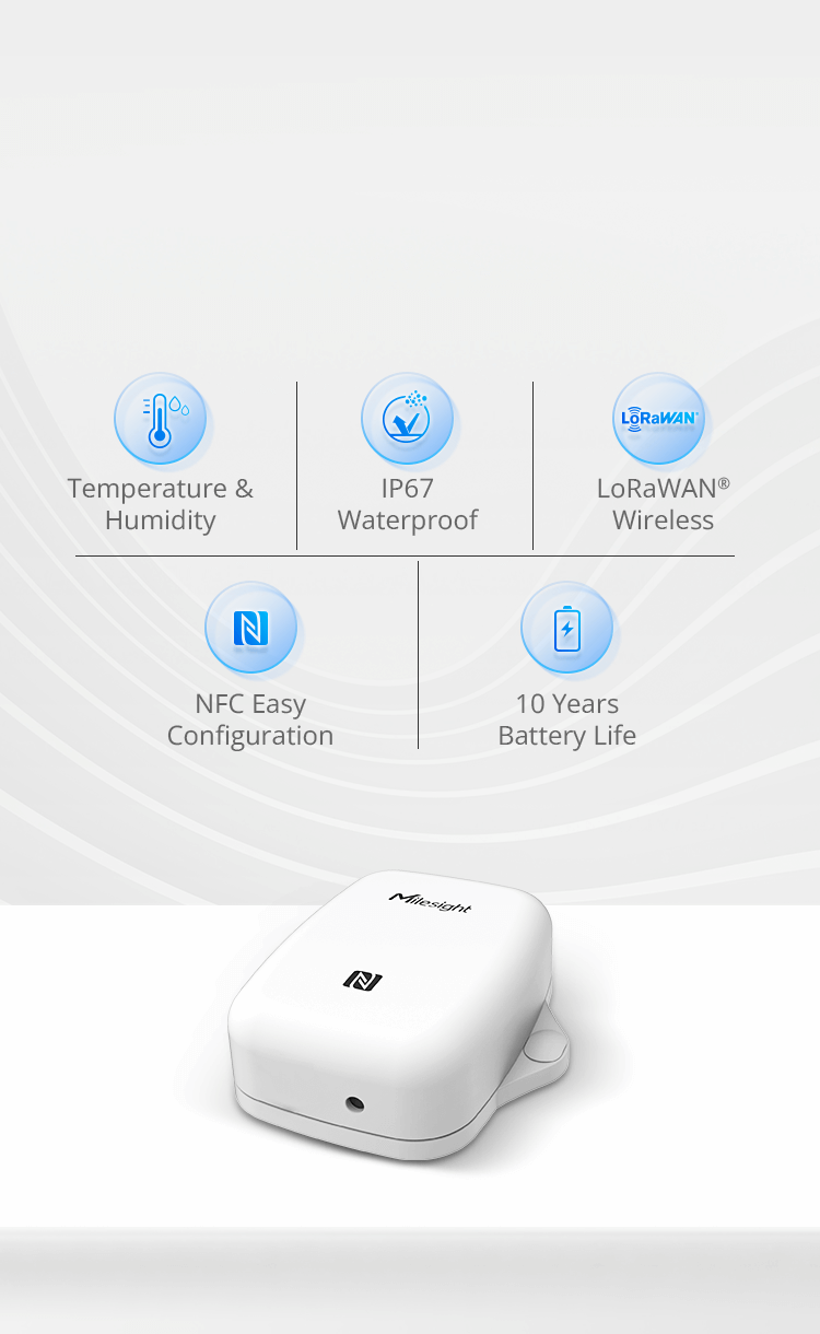 Milesight IP67 Air Temperature & Humidity Sensor Battery LoRa EM300-TH