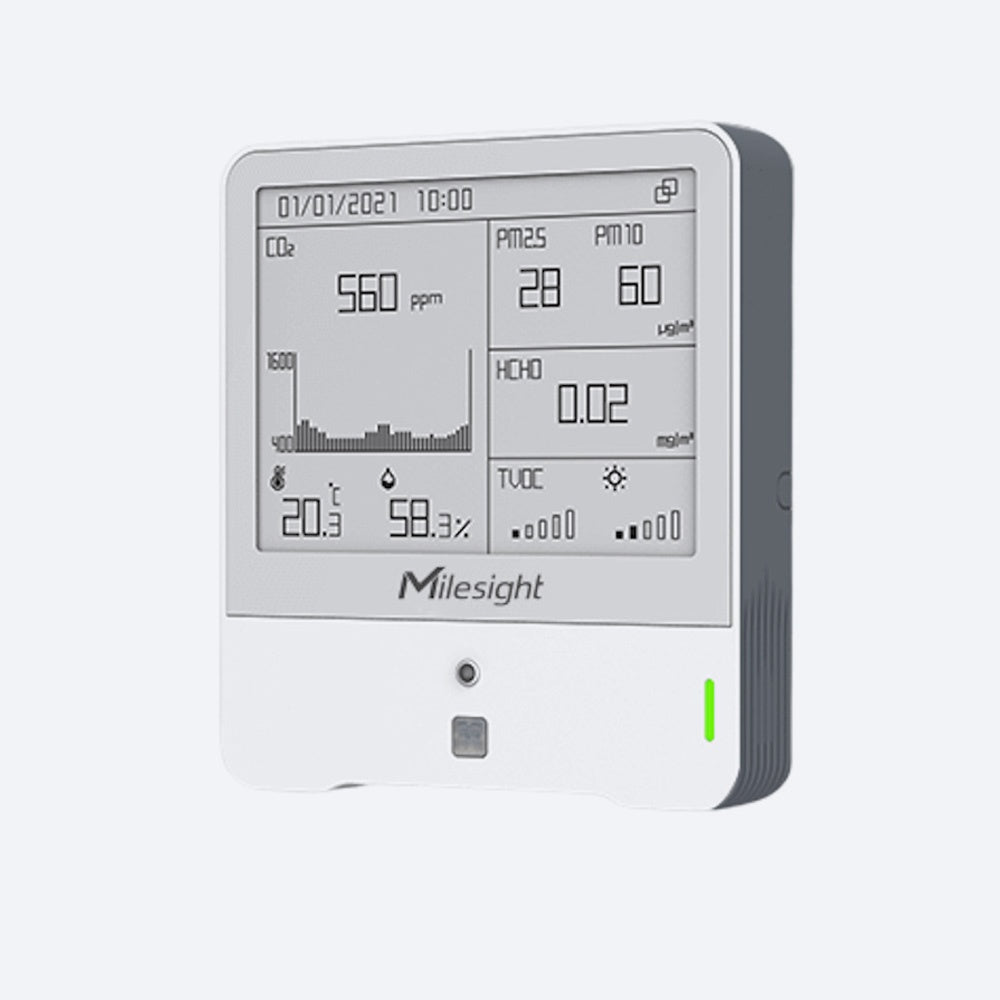 Milesight Indoor Environment Monitor LoRa IAQ IEQ O3 HCHO eInk 5V IoT