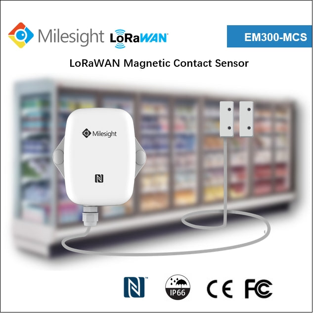 Milesight IP67 Magnetic Contact Switch Data Logger LoRa Battery EM300-MCS